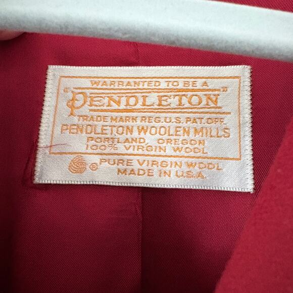 Pendleton Wool Long Red Coat Double Breasted Virgin Wool USA Christmas - Picture 3 of 4